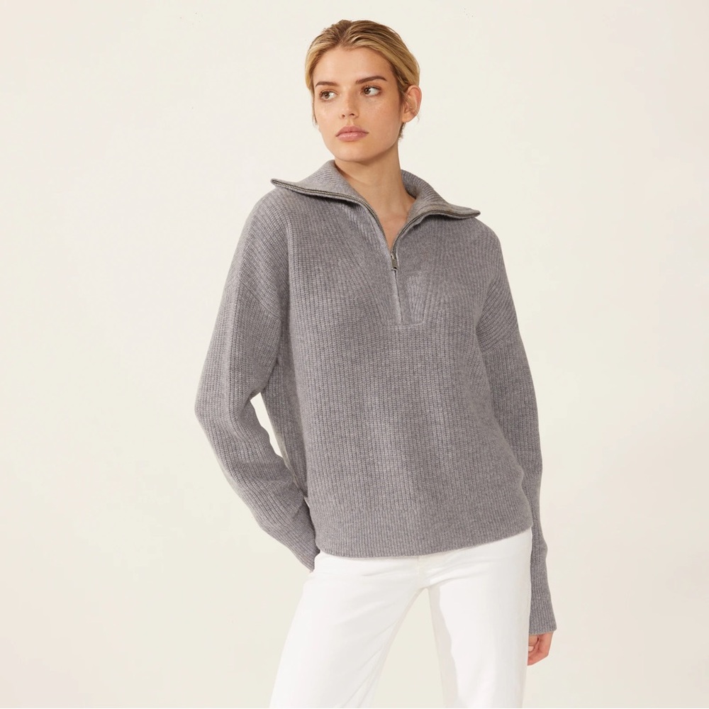 NWT Italic Sophia Cashmere Quarter-Zip Pullover